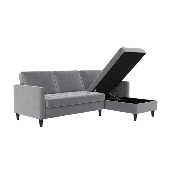 Divano angolare grigio chiaro in velluto Presley - Støraa-image-3