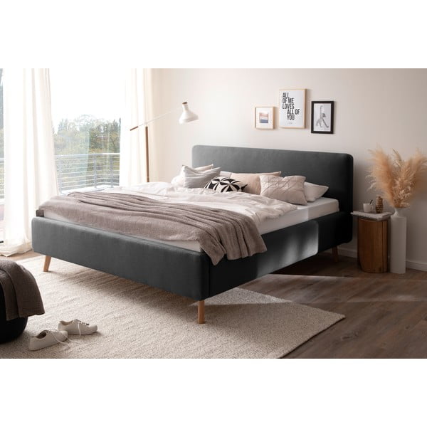 Letto matrimoniale imbottito color antracite con contenitore con rete inclusa 180x200 cm Mattis – Meise Möbel-image-3