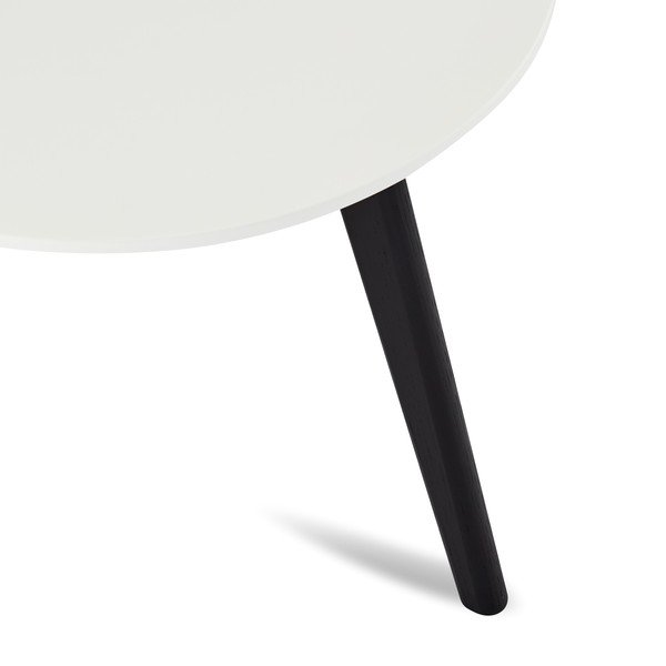 Tavolino bianco e nero con gambe in rovere, Ø 48 cm Life - Furnhouse-image-2