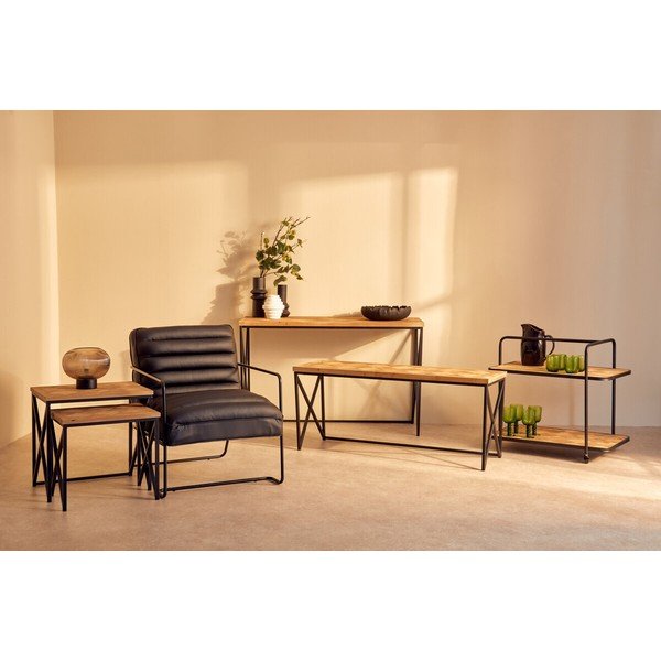 Tavolo consolle di colore naturale in abete massiccio 48x120 cm Kickford – Premier Housewares-image-2