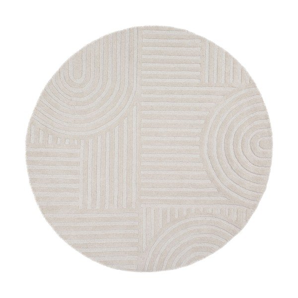 Tappeto rotondo avorio in lana tessuto a mano ø 160 cm Zen Garden – Flair Rugs