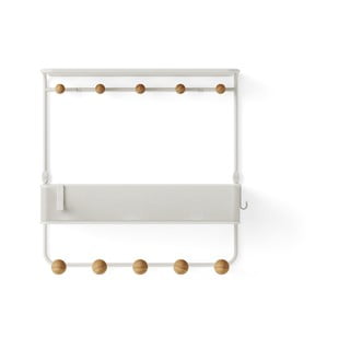 Appendiabiti da parete in metallo bianco naturale con ripiano Estique - Umbra