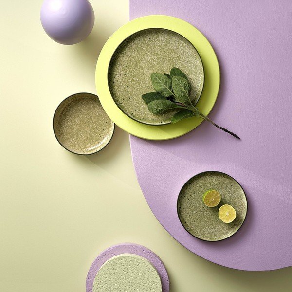 Piatto fondo verde/color crema in gres ø 18,5 cm Gravel – ONA-image-1