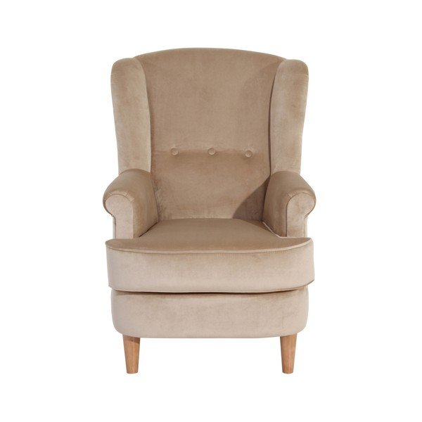 Pískově hnědé sametové křeslo ušák Max Winzer Kendra Velvet-image-1