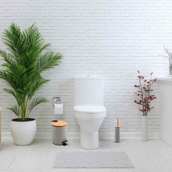 Cestino per la spazzatura grigio tortora in acciaio con pedale 5 l   Adonis – Spirella-image-1