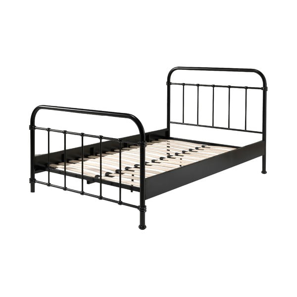 Letto per bambini in metallo nero, 120 x 200 cm New York - Vipack-image-1