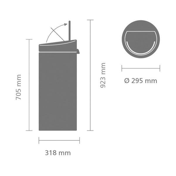 Bidone per rifiuti in acciaio grigio touch 30 l Touch Bin - Brabantia-image-4