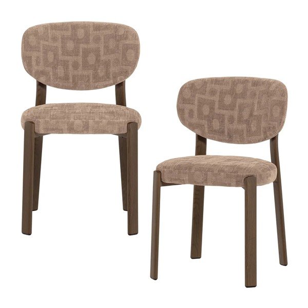 Sedie da pranzo in set beige imbottito con braccioli 2 pz Foon – WOOOD