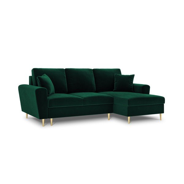Divano angolare verde allungabile e con contenitore (con penisola a destra/con chaise lounge) con rivestimento in velluto Kyoto – Cosmopolitan Design-image-4