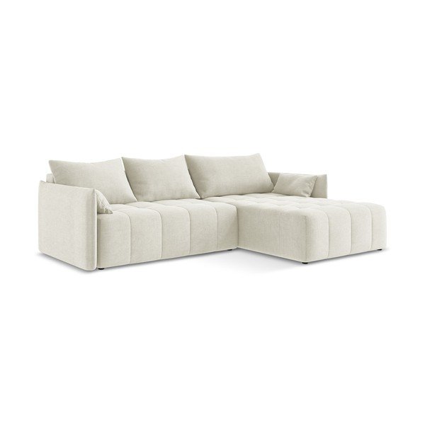 Divano angolare beige allungabile/con contenitore (con penisola a destra/con chaise lounge) Moku – Makamii-image-1