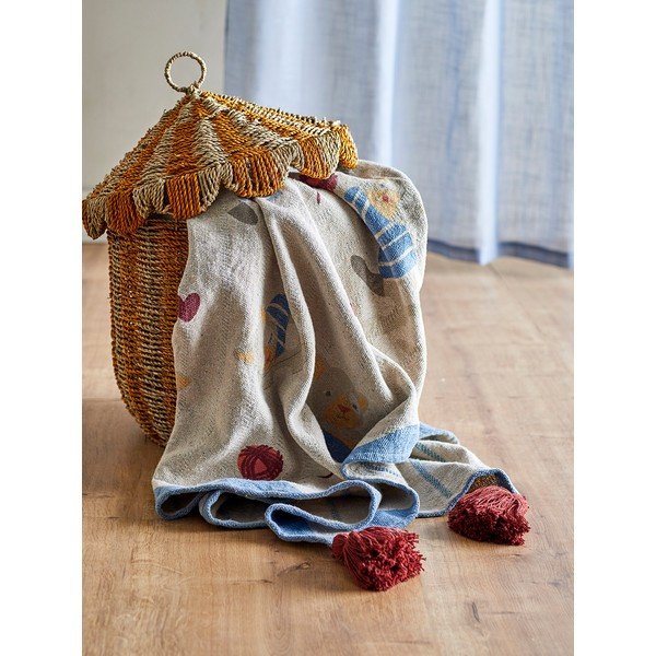 Coperta per bambini di colore naturale in cotone riciclato 130x160 cm Mille – Bloomingville Mini-image-1