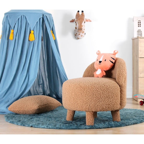 Poltrona per bambini marrone in tessuto bouclé Moouv - Artie-image-1