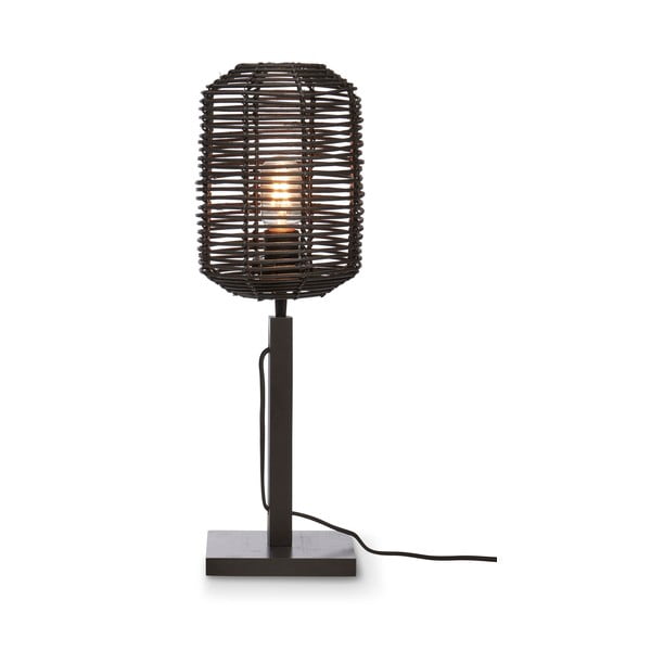 Lampada da tavolo nera con paralume in rattan (altezza 45 cm) Tanami - Good&Mojo