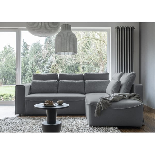 Divano letto angolare grigio (variabile) Homely Tommy - Miuform-image-1
