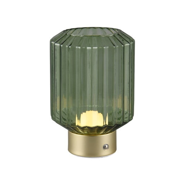 Lampada da tavolo LED dimmerabile in verde e oro con paralume in vetro (altezza 19,5 cm) Lord - Trio