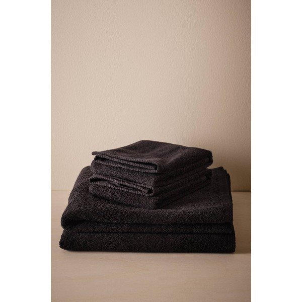Set di asciugamani per viso e corpo neri in cotone 4 pz Darcy – Jotex-image-1