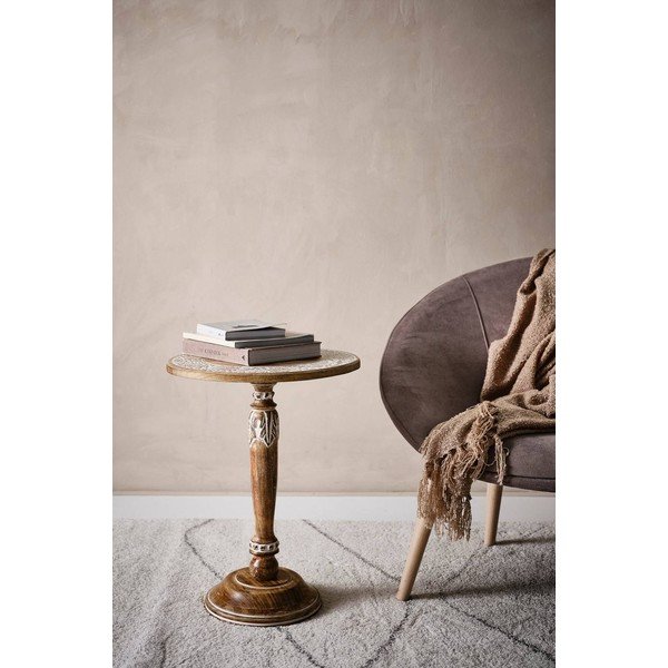 Tavolino rotondo in mango massiccio ø 45 cm Grenada – Jotex-image-1