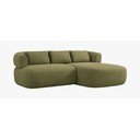 Divano angolare verde (con penisola a destra/con chaise lounge) con rivestimento in bouclé Jenny – Micadoni 