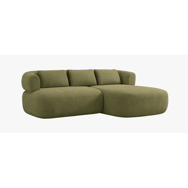 Divano angolare verde (con penisola a destra/con chaise lounge) con rivestimento in bouclé Jenny – Micadoni 