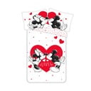 Set copripiumino e federa da bambini rosso/bianco in cotone per letto singolo 140x200 cm Mickey and Minnie "Love" – Jerry Fabrics