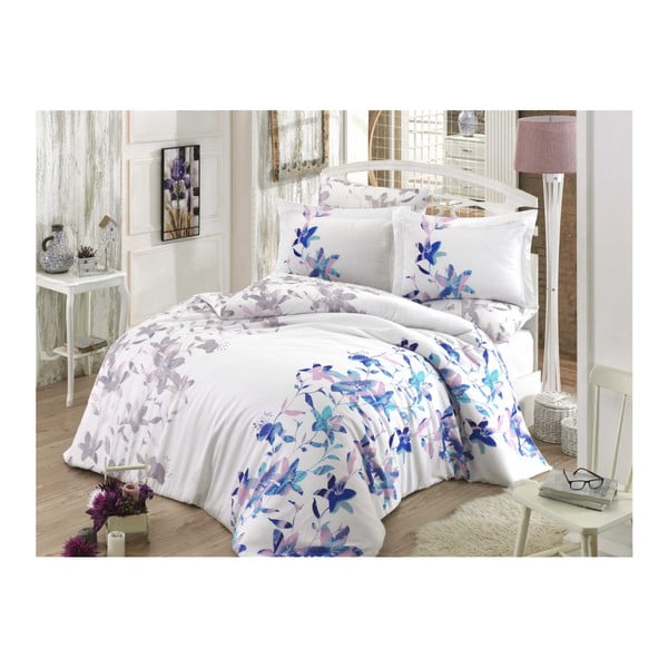 Biancheria da letto in cotone sateen con lenzuolo per letto matrimoniale Paraia, 200 x 220 cm - Mijolnir
