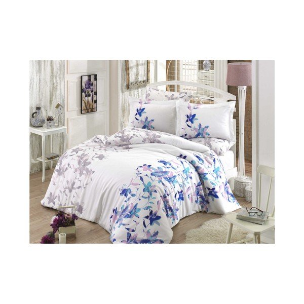 Biancheria da letto in cotone sateen con lenzuolo per letto matrimoniale Paraia, 200 x 220 cm - Mijolnir