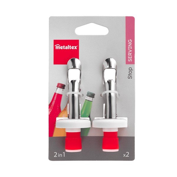 Set di 2 tappi per bottiglie in acciaio inox - Metaltex-image-2