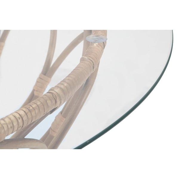 Tavolino rotondo con piano in vetro in colore naturale ø 75 cm Panama - Mauro Ferretti-image-3