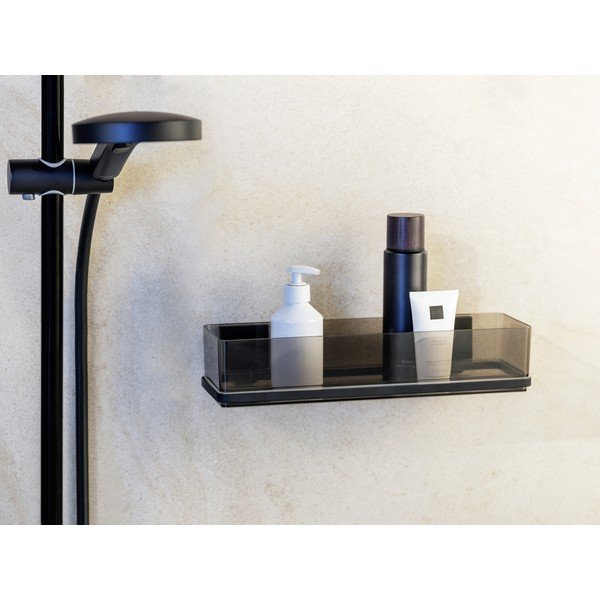 Mensola in plastica nera autoportante per il bagno Quadro - Wenko-image-2