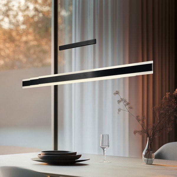 Lampadario LED nero opaco con paralume in metallo Arcola – Trio-image-1