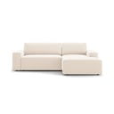 Divano angolare beige allungabile/con contenitore (con penisola a destra/con chaise lounge) con rivestimento in velluto Jodie – Micadoni 
