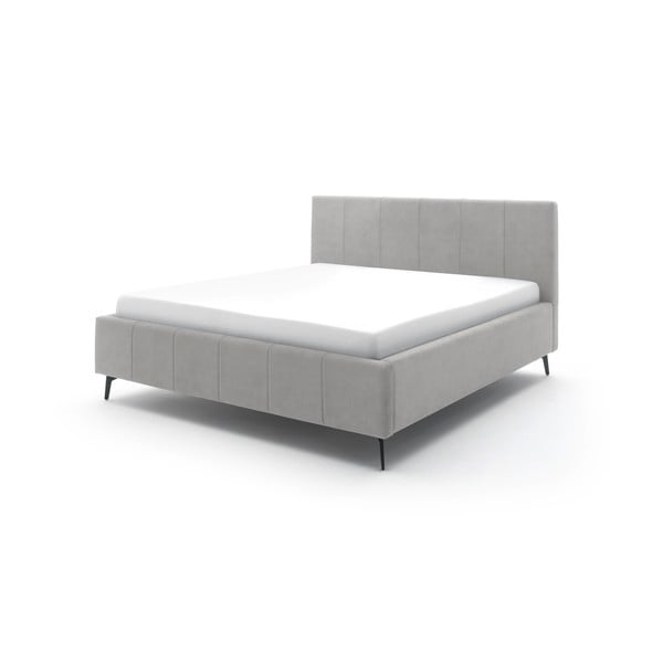 Letto matrimoniale imbottito grigio chiaro con contenitore con rete inclusa 180x200 cm Lizzano – Meise Möbel