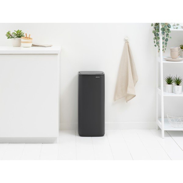 Cestino per la spazzatura grigio scuro in acciaio touch 30 l Bo Touch – Brabantia-image-1