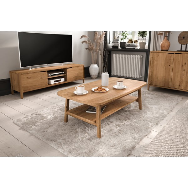 Tavolino in legno di quercia di colore naturale 70x110 cm Twig - The Beds-image-3