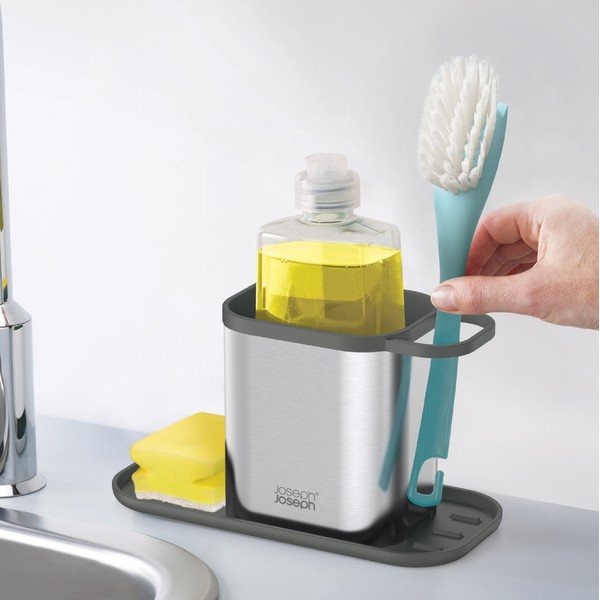 Supporto per detersivo color argento lucido in metallo Duo Steel – Joseph Joseph-image-2