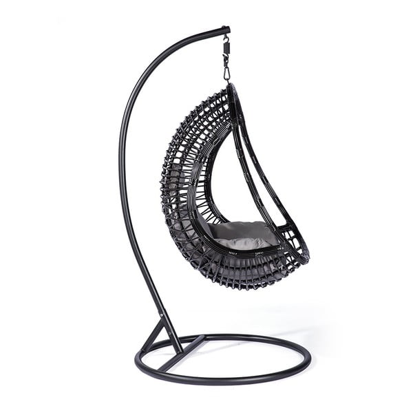 Poltrona sospesa in rattan artificiale nero Tahiti - Le Bonom-image-3
