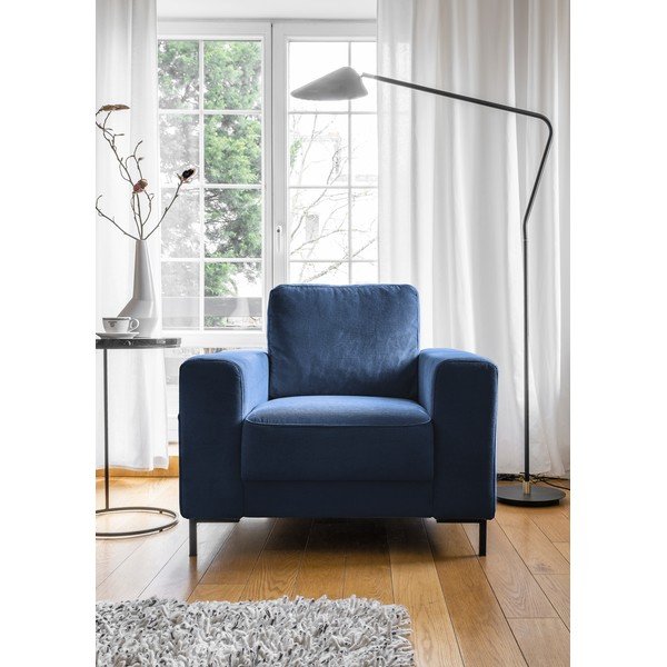 Poltrona in velluto a coste blu scuro Lofty Lilly - Miuform-image-1