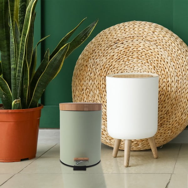 Bidone in metallo con piedini verde chiaro 5 l Greenish - Orion-image-1