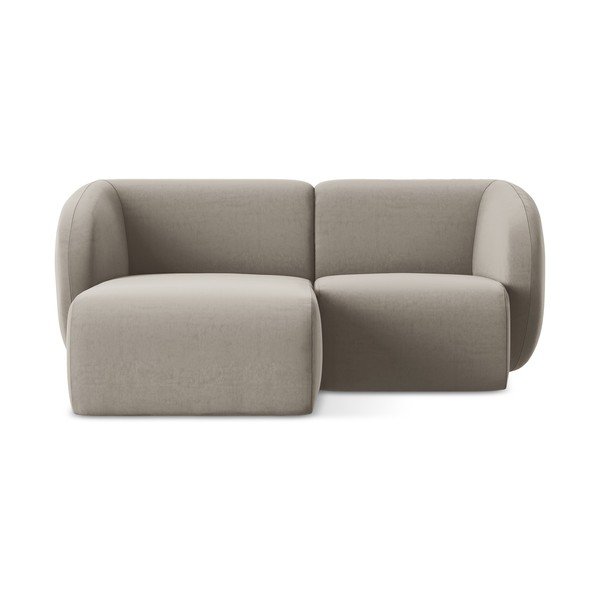 Divano angolare marrone chiaro (con penisola a sinistra/con chaise lounge) con rivestimento in velluto Lani – Makamii