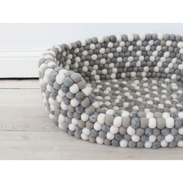 Letto in lana grigio chiaro e bianco Ball Pet Basket, 40 x 30 cm - Wooldot-image-1
