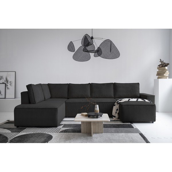 Divano letto angolare in velluto a coste color antracite Brave Dave - Miuform-image-1