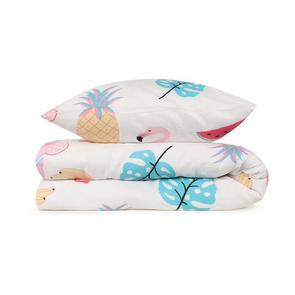 Set copripiumino e federa da bambini bianco/rosa per letto singolo 140x200 cm Kokteyl – Mijolnir