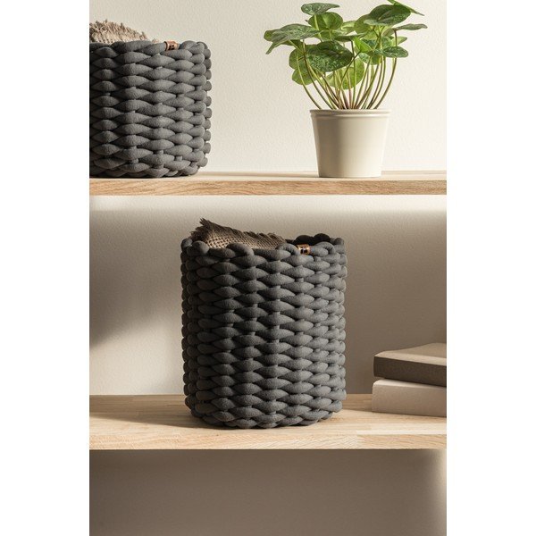 Cesto in tessuto ø 25x25 cm Peach Skin Round M – Bigso-image-1