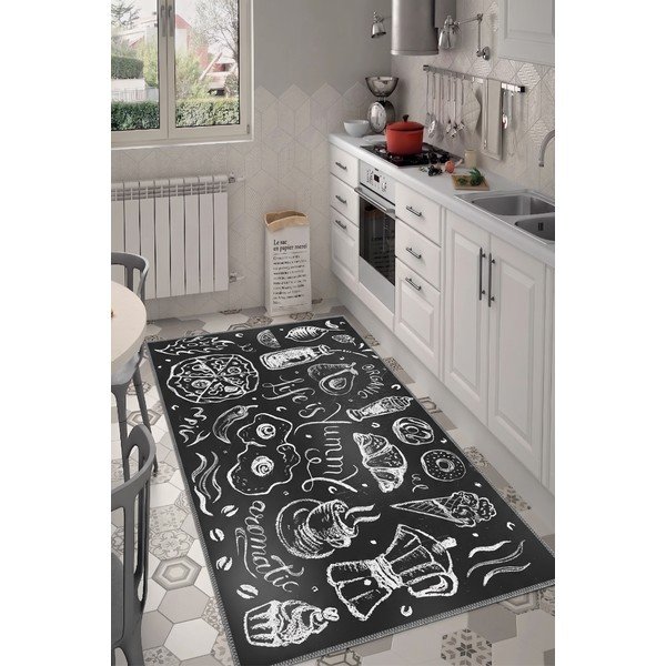 Tappeto nero lavabile 50x80 cm Life Is Yummy – Vitaus-image-1
