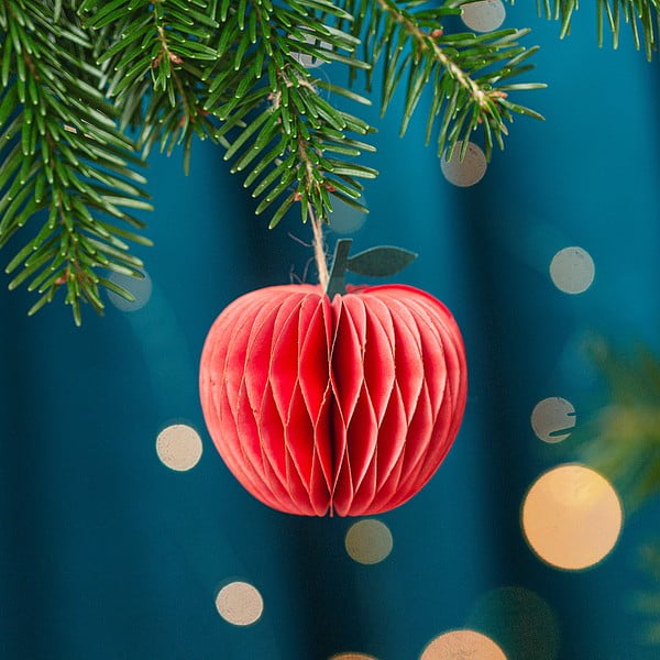 Decorazione per albero di natale in carta fatta a mano ø 8 cm Honeycomb Apple – Sass & Belle-image-1