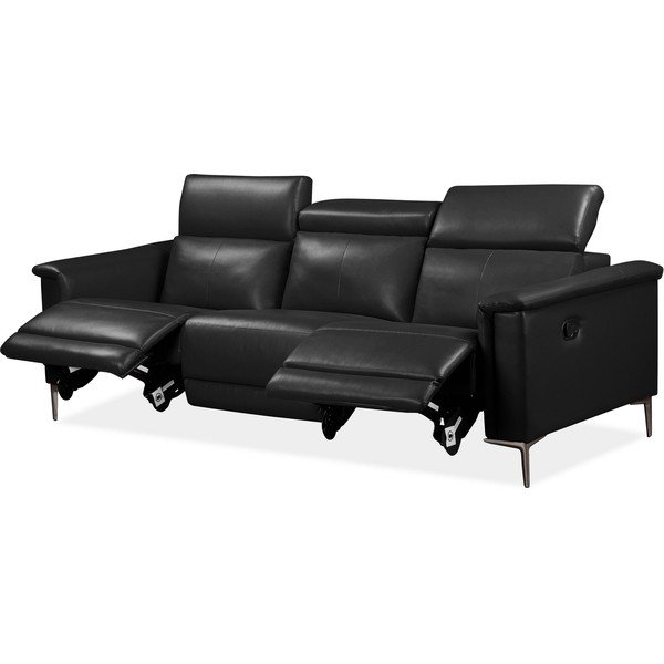 Divano nero in similpelle 222 cm Lund - Støraa-image-1
