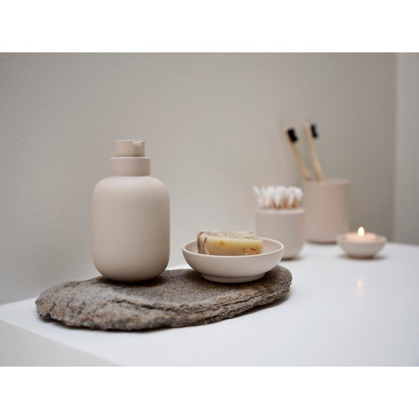 Organizer da bagno beige in gres per dischetti di cotone Sensu – Zone-image-3