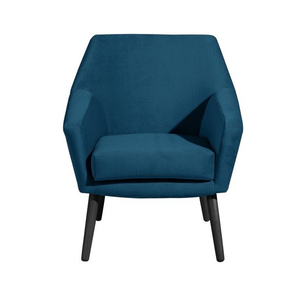 Poltrona in velluto blu con gambe nere Alegro - Max Winzer-image-2