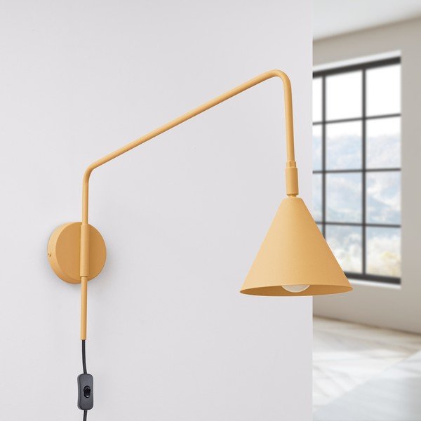 Lampada da parete gialla con alimentazione a corrente ø 14 cm Zylo – Sollux-image-4