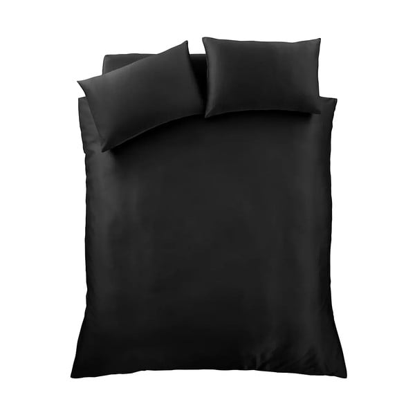 Set copripiumino e federa nero in raso di seta per letto matrimoniale 200x200 cm Silky Soft – Catherine Lansfield